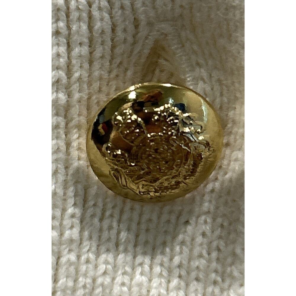 Women’s LRL Lauren Ralph Cream GOLD Button Naval Patch Long Sleeve Sweater L *B4 - Picture 3 of 6